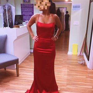Jovani red satin gown
